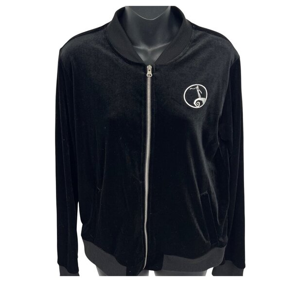 Disney Tim Burtons Nightmare Before Christmas Black Velour Jacket Medium M New - Picture 2 of 9